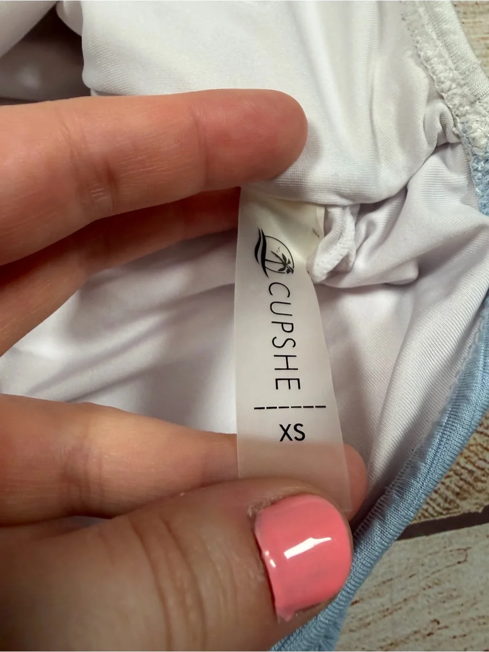NWOT One-Shoulder Preppy‎ Color-block Blue and White Textured One-Piece Swimsuit